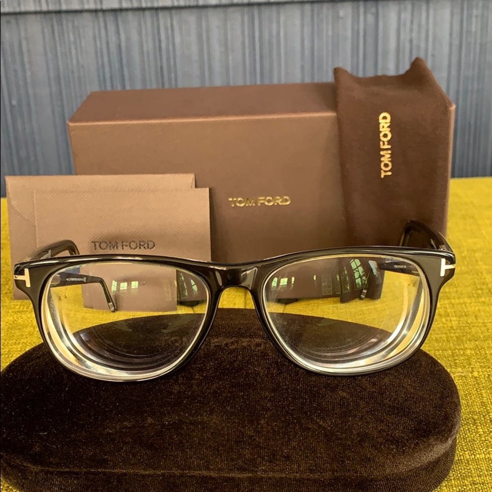 Tom Ford classic rectangle black frames.